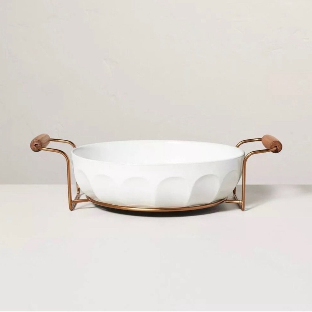 3qt Fluted Stoneware Round Baking/Serving Dish - Hearth & Hand with Magnolia